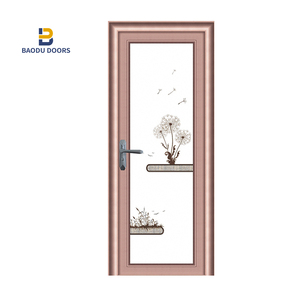 Porte da Bagno in Alluminio con Design in Vetro Fumé, Porte Interne Impermeabili e Resistenti all'<span class=keywords><strong>Acqua</strong></span>, Porte per Toilette Stile a Battente, Puertas De Madera - Product Image 4