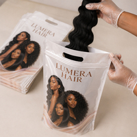 Sacs d'emballage pour extensions de cheveux avec logo personnalisé, poignée et fermeture éclair, pour paquets de cheveux