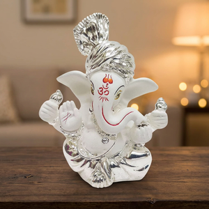 3.5 Inch Handmade Silver Plated Stainless Steel Ganesha <b>Statue</b> <b>Religious</b> Art Decor For Diwali Wedding And Festive Display - Product Image 4