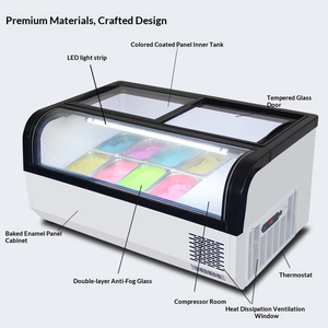 Congelatore da banco a raffreddamento diretto con vetro antiappannamento e luci LED, ideale per l'esposizione su tavolo di dessert surgelati e gelati - Product Image 1