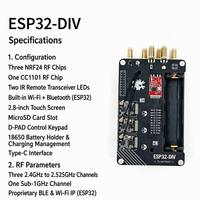 Placa de Desarrollo Multi RF ESP32 DIV 3X NRF24 CC1101 Transceptor Inalámbrico de 2.4G Sub 1Ghz Pantalla Táctil de 2.8 Pulgadas WIFI BLE IR 18650