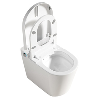 WC intelligent avec télécommande, siège chauffant, capteur de pied, chasse d'eau, cuvette allongée, à poser au sol, siphon en S, réservoir en céramique dissimulé