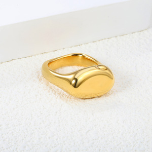 แหวนเปิดรูปทรงเรขาคณิต ทอง 18K รูปวงรี เครื่องประดับแฟชั่นสำหรับผู้หญิง ของขวัญ เครื่องประดับเสริม - Product Image 1