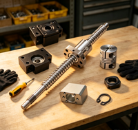 REALMAX D-04 SFU1605 Kit complet de vis à billes avec écrou rotatif de 32 mm et supports de roulement BK25 BF25 pour machine de fraisage CNC