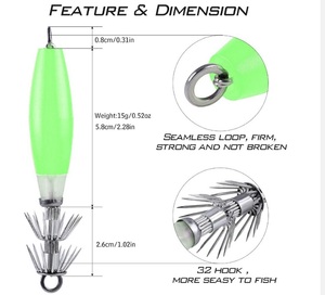 Fish king — hameçon lumineux phosphorescent à 32 aiguilles, appât artificiel idéal pour la pêche d'hiver au calmar, au seiche, au poisson, carpe, multicolore - Product Image 4