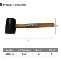 Marteau avec maillet en caoutchouc, outil de bricolage, avec manche en bois, 16 oz