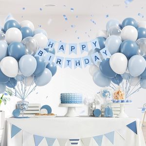 60 ballons en caoutchouc bleu poussière de 12 pouces, ballons bleus, blancs et transparents pour révélation du sexe, mariage, baby shower, décorations de fête d'anniversaire - Product Image 6