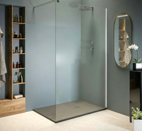 Paroi de douche d'angle pour salle de bain, cabine de douche fixe sans cadre, écran de douche en verre trempé pour baignoire
