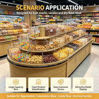 Vitrine d'îlot pour snacks en vrac de supermarché, Étagère à aliments en vrac multicouche en bois, Présentoir personnalisé pour noix et bonbons de magasin de proximité