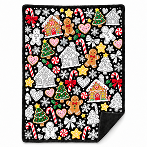 Couverture à colorier Père Noël DIY, tissu en flanelle pour Noël, art de gribouillage noir et blanc pour enfants et adultes - Product Image 2
