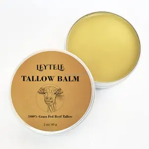 천연 100% 잔디 먹이 소 Tallow 밤 및 냉간 압착 엑스트라 버진 올리브 오일 보습 건조 Tallow 피부 밤