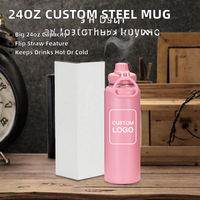 Mug isotherme personnalisé de haute qualité en acier inoxydable à double paroi de 24 oz, sans BPA, anti-fuite, pour la rentrée scolaire, maintien au chaud 12-24h