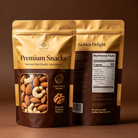 Pochette personnalisée mate refermable avec fermeture éclair, qualité alimentaire, faible MOQ, emballage PET pour thé, gâteaux, snacks, biscuits, produits de boulangerie, lait, estampage à chaud