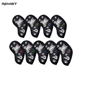 Couverture de tête de fer en cuir PU noir <span class=keywords><strong>Golf</strong></span> Portable pour 3 4 5 6 7 <span class=keywords><strong>8</strong></span> 9 Clubs PW <span class=keywords><strong>SW</strong></span> AW pour Iron Club - Product Image 1