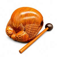 Bloc de temple en bois artisanal, petite percussion bouddhiste pour la méditation et le chant, ornement décoratif anti-stress pour le bureau