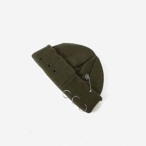 Bonnet tricoté personnalisé à étiquette privée, style pêcheur, avec revers court, effet vieilli et clous, pour hommes et femmes, vente en gros - Product Image 3