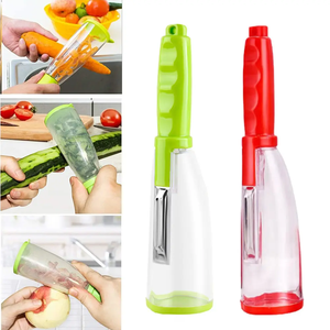 Pelador y rebanador de frutas multiusos de acero inoxidable, herramientas metálicas para cortar melón, almacenamiento doméstico, servicio mayorista con plástico PP - Product Image 1