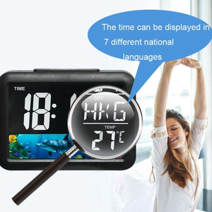 Horloge de table numérique avec affichage LCD, commande vocale, chargement USB, thermomètre, calendrier, veilleuse, réveil numérique, cadeau - Product Image 5