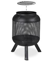 Panier à feu populaire en acier au carbone 2026 pour barbecue, fête, bois de chauffage, noir avec pique-foyer