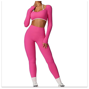 Ensemble de yoga sans couture : Leggings taille haute et soutien-gorge de sport – Tenue de sport pour l'entraînement, la gym et les séances de yoga pour femmes - Product Image 6