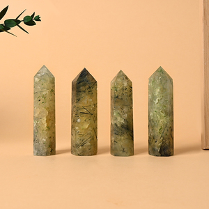 หินธรรมชาติขัดเงาแบบขายส่ง คริสตัลเพรไนต์ดรูซี่ทรงหอกสำหรับตกแต่ง - Product Image 6