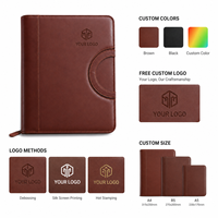 Portafolio de Cuero A4 con Cierre y Asa, Calculadora, Portapapeles, Bolsa de Documentos de PU Encerado Premium para Reuniones, con Logotipo Personalizado