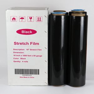 JinXin PACK Rollo de Plástico Negro de Alta Resistencia para Embalaje Industrial, 18 Pulgadas x 1000 Pies, Calibre 80, 1 Paquete - Product Image 6