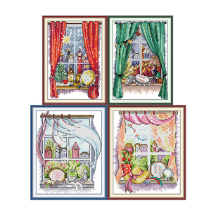 Kit de Punto de Cruz para Todas las Estaciones, Patrón HD Impreso, <span class=keywords><strong>Tela</strong></span> <span class=keywords><strong>Aida</strong></span> 16/14/11CT, Set de Bordado a Mano DIY, Manualidades Artísticas - Product Image 1