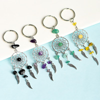 Porte-clés en cristal naturel HZ, best-seller, en fluorite, lapis-lazuli, tourmaline, cristal de rêve, couleurs violet, vert, jaune, rouge, noir, blanc