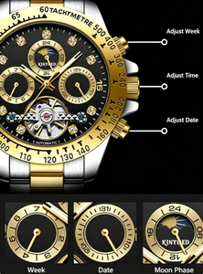 Montres mécaniques pour hommes avec chronographe, montre automatique multifonction de haute qualité avec phases lunaires pour hommes, Reloj Mecanico - Product Image 5