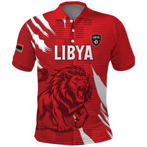 Polo <span class=keywords><strong>personalizado</strong></span> del Día de la revolución de Libia, <span class=keywords><strong>mapa</strong></span> libio con flor de Granada, Polo de lujo al por mayor, camiseta de manga corta para hombre - Product Image 3