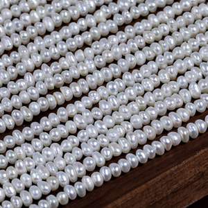 Collar de Perlas Barrocas de Agua Dulce Hechas a Mano, Económicas, con Cuentas Planas Irregulares, Accesorios de Perlas Sueltas al por Mayor - Product Image 1