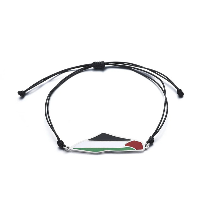 Custom Classic Style Gold Plated Stainless Steel Bracelet Bangles Palestinian Flag Map Design for Anniversary