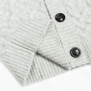 AiNear Wholesale Custom logo Design Oem &amp; Odm Long Sleeve <strong>Turtle</strong> <strong>Neck</strong> Chunky <strong>White</strong> Men's Wool Cashmere Knitted Cardigan Sweater - Product Image 5