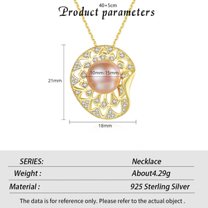 Collier pendentif en argent sterling S925 avec perle d'eau douce pour femmes, design luxueux avec zircone, vente en gros de bijoux - Product Image 3