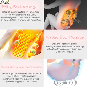 Equipo de salón de uñas Spa <span class=keywords><strong>Lounge</strong></span> Alden Crystal Gold Manicura Pedicura Spa Silla Set con cuero genuino resistente a la acetona - Product Image 6