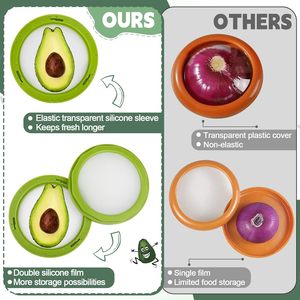 Reusables Rectangle <b>Kitchen</b> Container Food Grade Silicone Fruit Crisper <b>Box</b> Lid Refrigerator Fresh Saver Film-Sealed <b>Storage</b> <b>Box</b> - Product Image 3