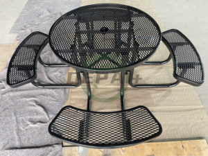 Mesa de Comedor Redonda Grande de Metal para Jardín o <span class=keywords><strong>Patio</strong></span> de Restaurante con Orificio para Sombrilla, Muebles de Exterior, Mesa de Picnic Redonda de Acero Comercial - Product Image 2