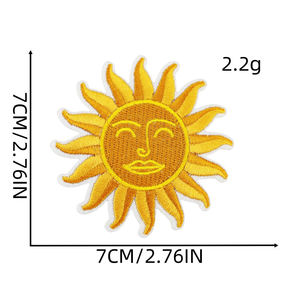Petit quantité minimale de commande belle couleur Orange bohème été vacances Style fer sur fleur brodée paix amour arc-en-ciel patchs pour bricolage - Product Image 5