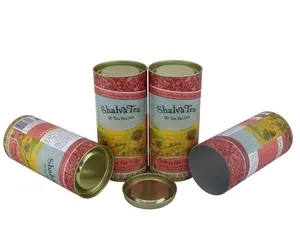 Food Grade Tea Round Metallic Canister Packaging Cylindrical Metallic Tin Can