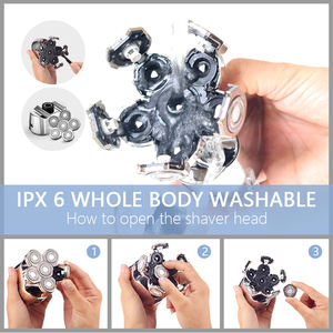 Cortapelos eléctrico de seguridad para hombres, máquina de afeitar portátil impermeable de 6 cuchillas, para peluquero, de fábrica China - Product Image 3