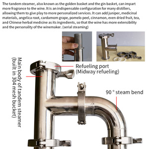 Panier à gin de 50l, tuyau en cuivre, machine à eau distillée en acier inoxydable, moonshine whisky brandy colonne de reflux <span class=keywords><strong>alcool</strong></span> - Product Image 2