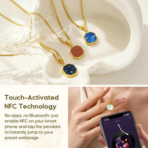 Collier intelligent en or 18 carats avec fonction de <span class=keywords><strong>carte</strong></span> de membre NFC, puces NTAG216/215/213, pendentif en mica personnalisé activé par <span class=keywords><strong>le</strong></span> toucher - Product Image 3