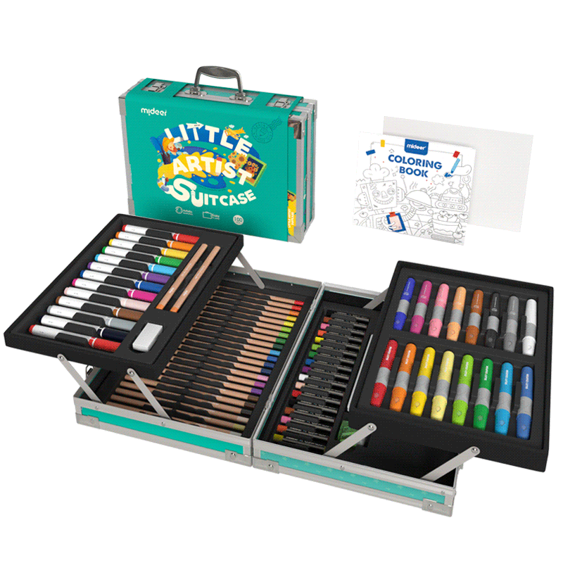 MD6217/ MD6218 100 инструменты для рисования Портативная Алюминиевая Подарочная коробка дизайн для детей Mideer Little Artist