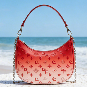 Fashion Women's Crescent Shoulder Bag Gradient PU Leather Underarm Purse Casual Chain Crossbody Handbag - Product Image 5