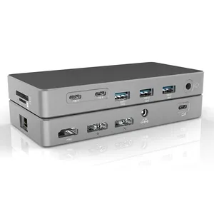 สายฟ้าความเร็วสูง4 3 USB-C Dual 4K DP Universal Docking Station การจัดส่งพลังงาน RJ45กิกะบิตอีเธอร์เน็ตสำหรับเครื่องถ่ายเอกสาร USB