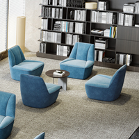 Chaise simple avec accoudoir large en velours bleu de texture de luxe légère canapé paresseux sans accoudoirs meubles de chaise de loisirs