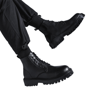 Botas Chelsea Estilo Británico para Hombre, de Piel Sintética, con Cordones, Botines con Suela Gruesa, Aumentan la Altura, Antideslizantes, Impermeables, de PVC - Product Image 2