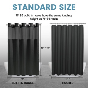 <span class=keywords><strong>Rideau</strong></span> <span class=keywords><strong>de</strong></span> <span class=keywords><strong>douche</strong></span> personnalisé en tissu polyester gaufré, lavable en machine, <span class=keywords><strong>sans</strong></span> crochets, avec doublure amovible et fenêtre transparente pour salle <span class=keywords><strong>de</strong></span> bain - Product Image 5