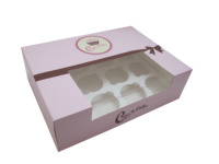 Boîte de transport pour boulangerie personnalisée 1 2 4 6 12 trous standard Boîte à cupcakes de qualité alimentaire avec fenêtre en carton de papier d'art Matériau PET